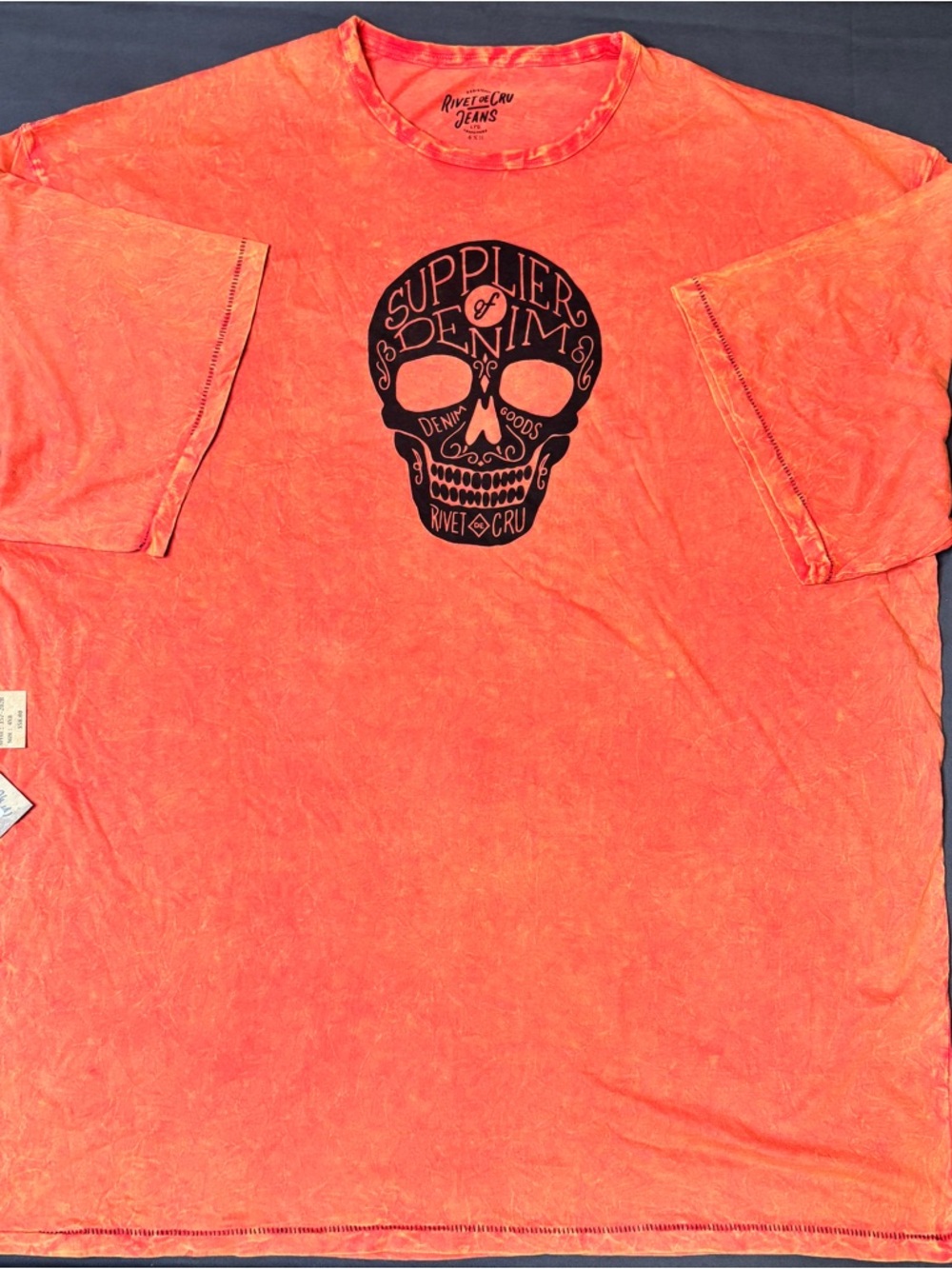Rivet De Cru Orange Short Sleeve Skull Graphic Tee